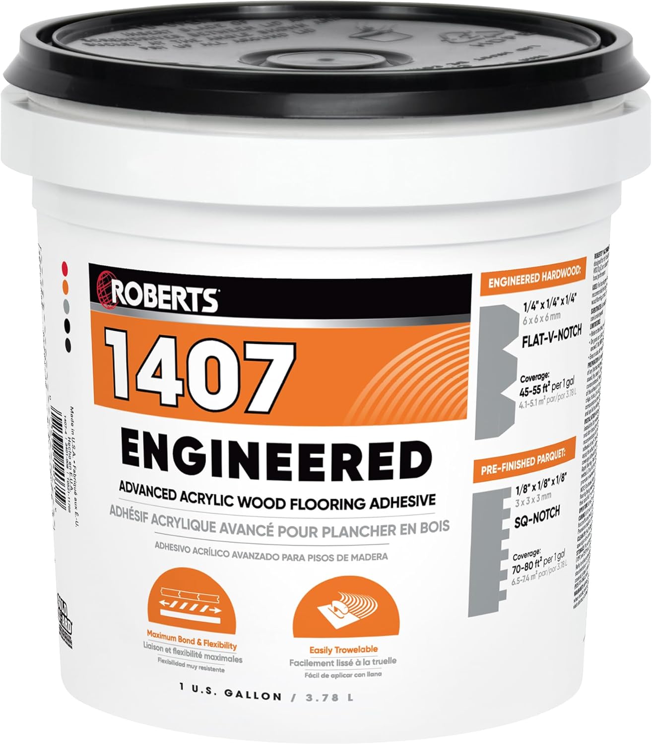 ROBERTS 1407-1 Engineered Wood Flooring Adhesive, 1 Gallon , Beige