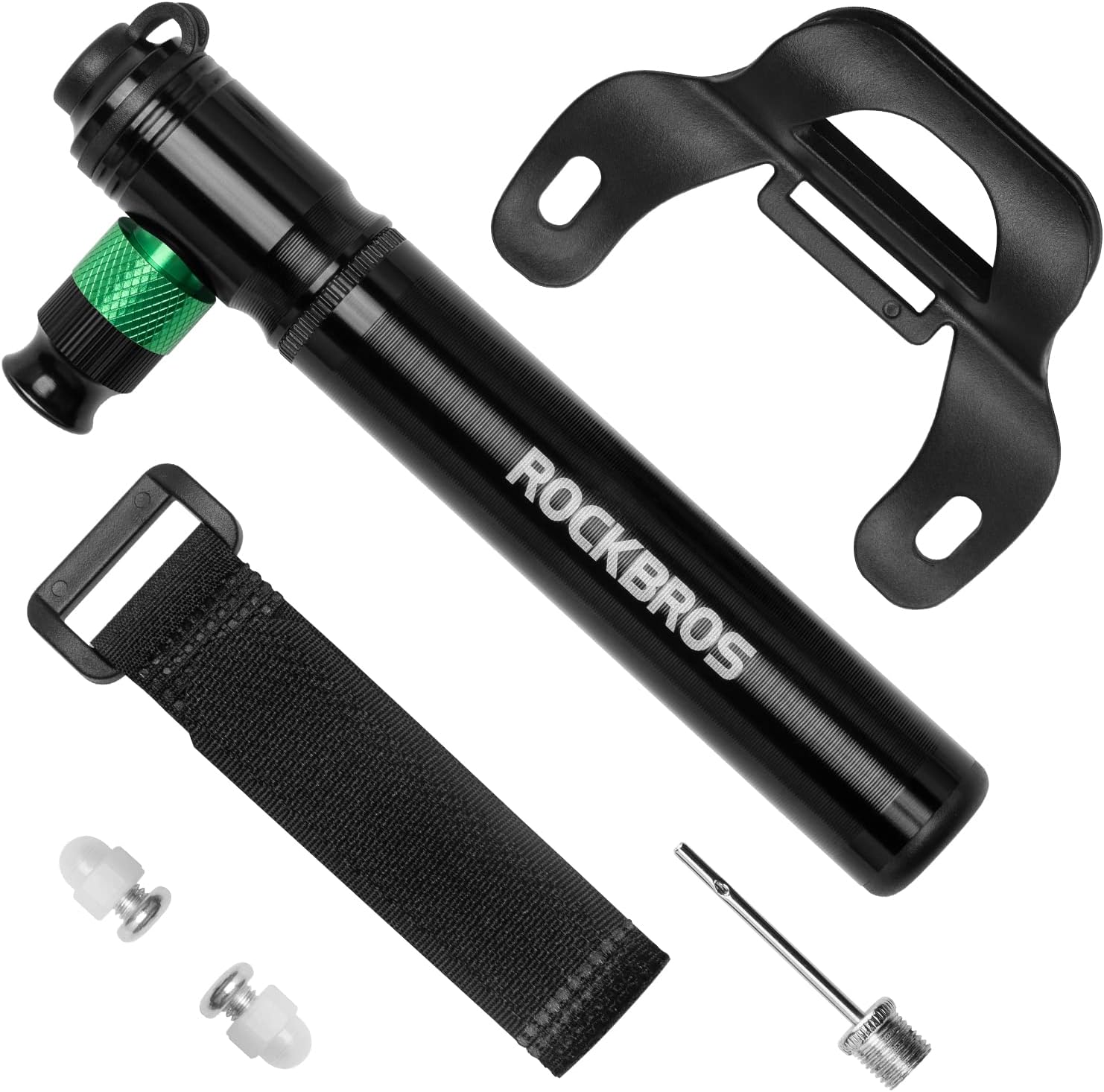 ROCKBROS Bicycle Pump Aluminum Mini Pump 110PSI High Pressure Air Pump Fits Presta and Schrader Valves - with a CO2 Cartridge