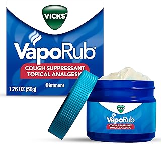 Vicks VapoRub, Original, Cough Suppressant, Topical Chest Rub & Analgesic Ointment, Medicated Vicks Vapors, Relief from Cough Due to Cold, Aches & Pains, 1.76oz