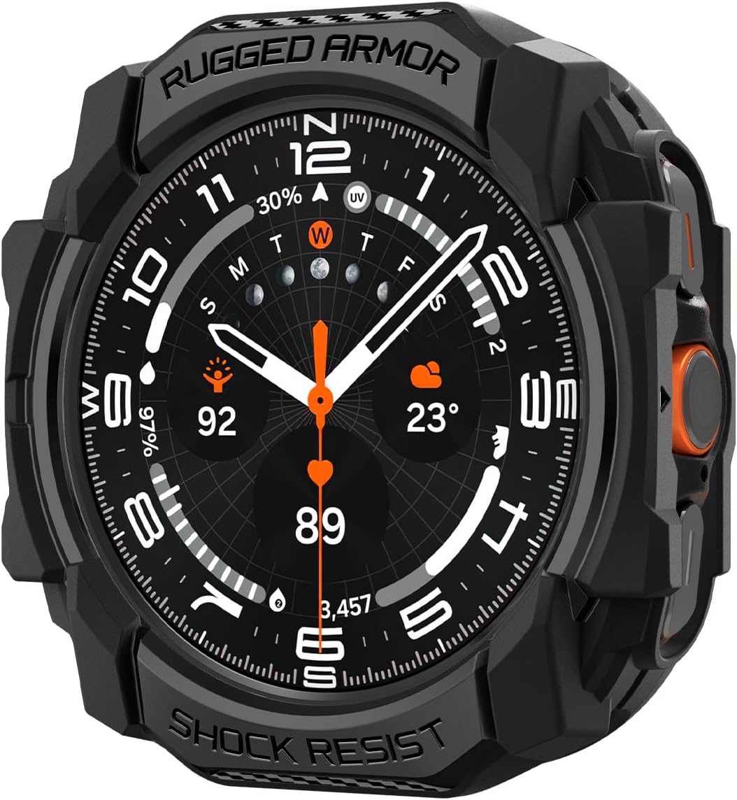 Spigen Rugged Armor Designed for Samsung Galaxy Watch Ultra Case Durable TPU Case for Galaxy Watch Ultra 47mm (2024) - Matte Black