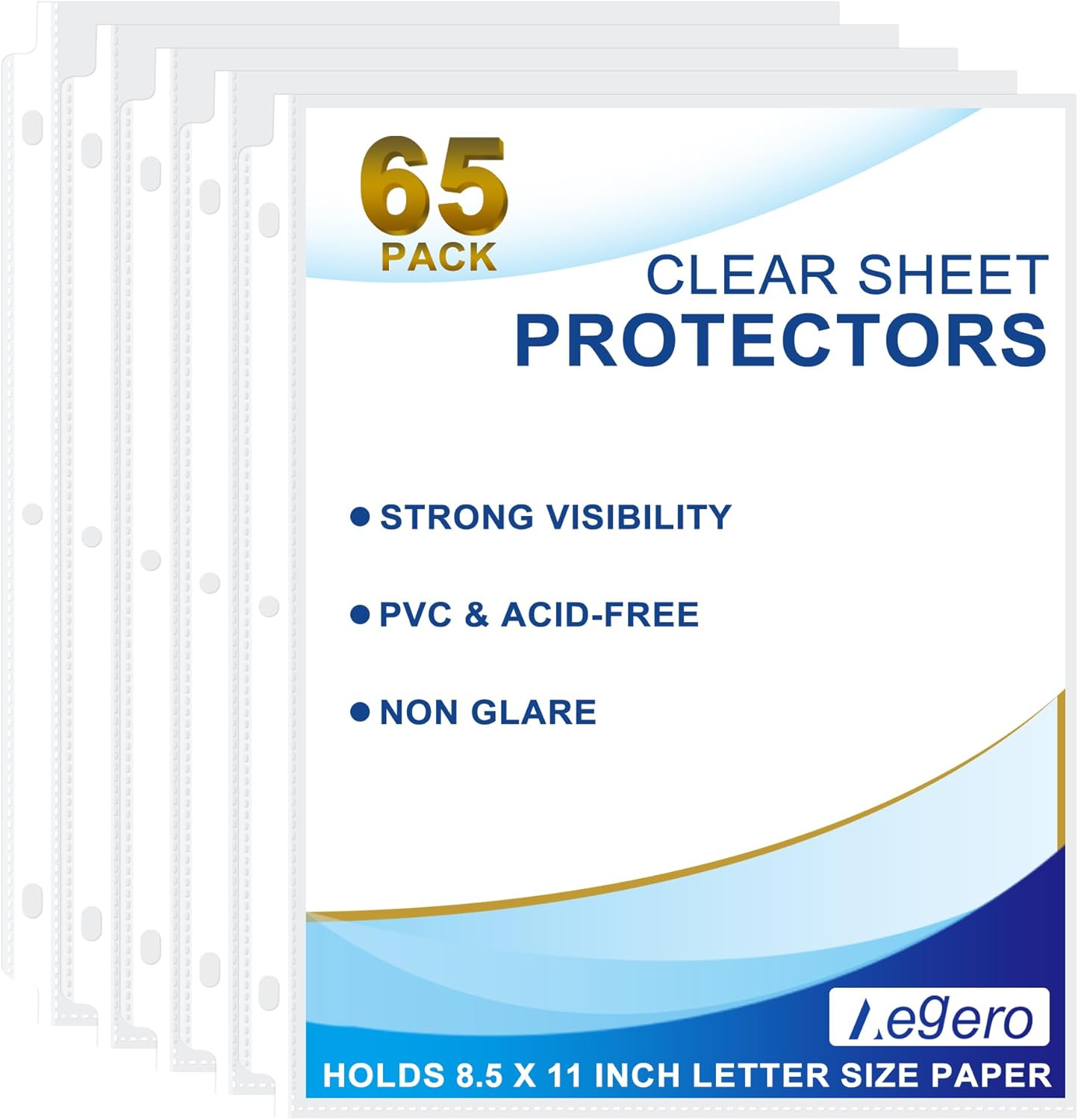 65 Pack Clear Sheet Protectors, 8.5 x 11 inch Page Protectors for 3 Ring Binder,Top Loading Paper Protector for Documents and Photos,Letter Size