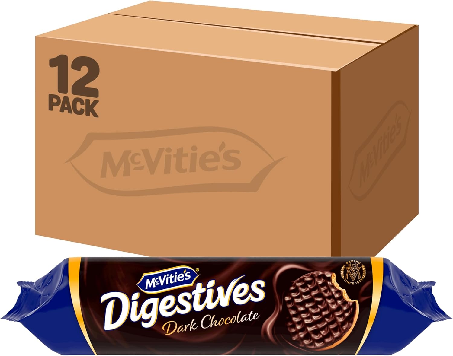 McVitie's Digestives Dark Chocolate Biscuits, 433 g (12 Pack)