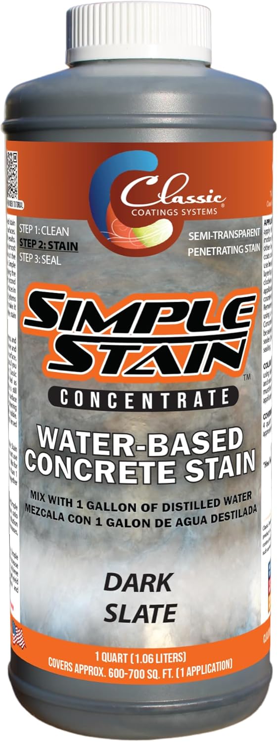Classic Coatings | Simple Stain (Dark Slate) | Concentrated | Water-Based, Semi-Transparent | Zero VOC, UV Stable | Interior/Exterior | Easy to Use, Fast Drying