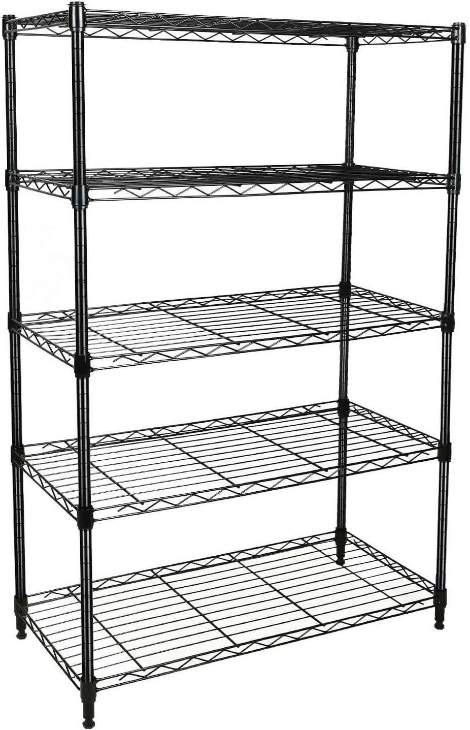 Simple Deluxe Heavy Duty 5-Shelf Storage Shelving Unit, 1250lbs Loading Capacity, 29.92" D x 13.98" W x 62.99" H, Black