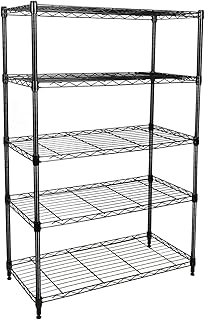 Simple Deluxe Heavy Duty 5-Shelf Storage Shelving Unit, 1250lbs Loading Capacity, 29.92" D x 13.98" W x 62.99" H, Black