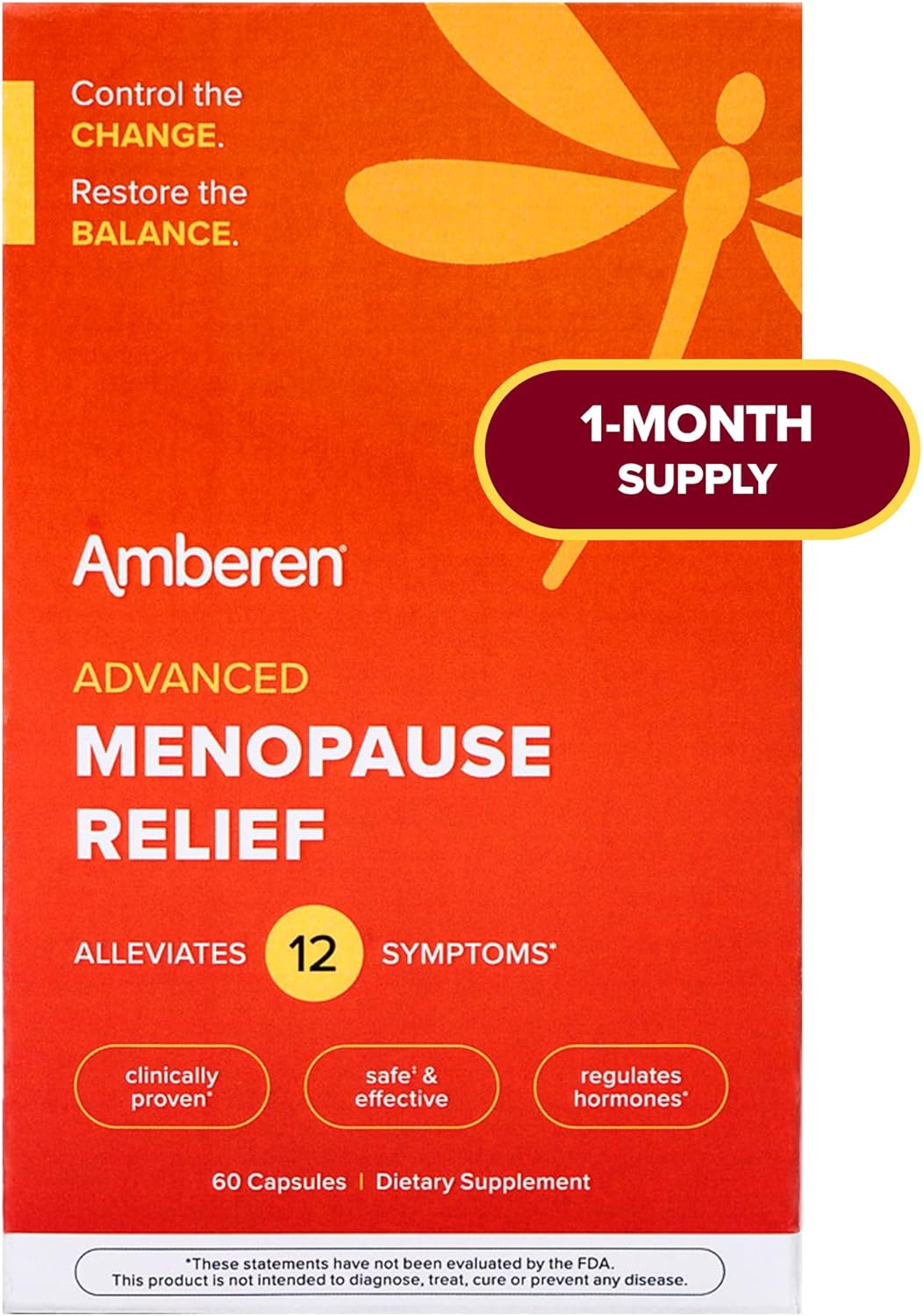 Amberen Menopause Supplements for Women, 60 Capsules, Clinically Shown to Help Support Hormone Balance, Multi-Symptom Relief from Hot Flashes, Night Sweats, Mood Swings & Low Energy