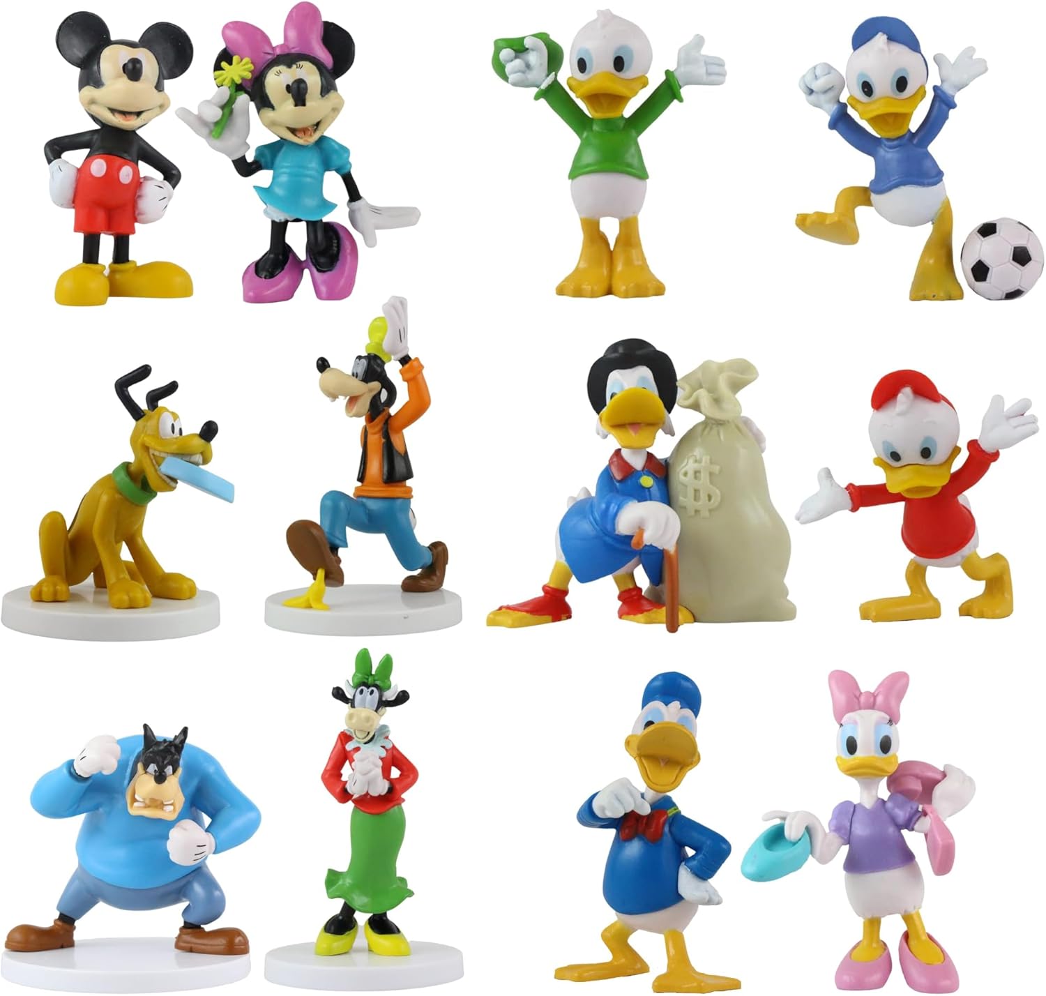 Mickey and Friends 3D Figures - Highly Detailed Collectible Miniature Figures Perfect for Cake Toppers - (Complete Set of 12)