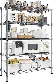 Land Guard 5 Tier Storage Racks and Shelving - 48" L x 20" W x 72" H Heavy Steel Material Pantry Shelves - Each Unit Loads 350 Pounds Wire Shelf, Suitable for Warehouses, Closets, Kitchens…