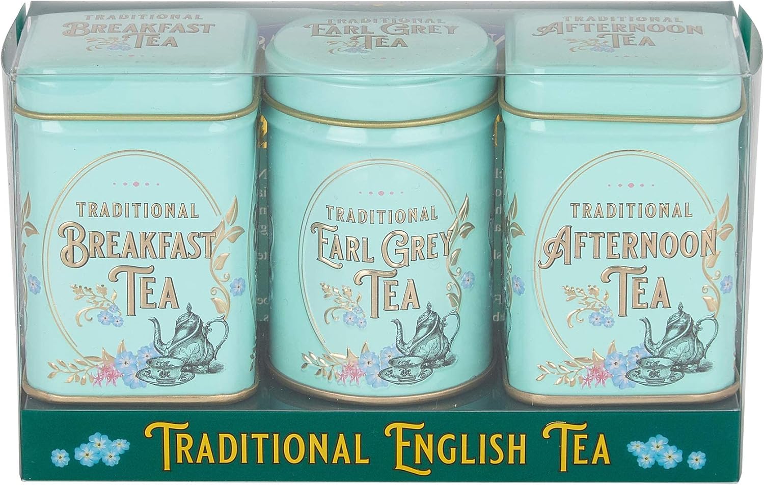 New English Teas Vintage Victorian Tea Tins with loose-leaf tea