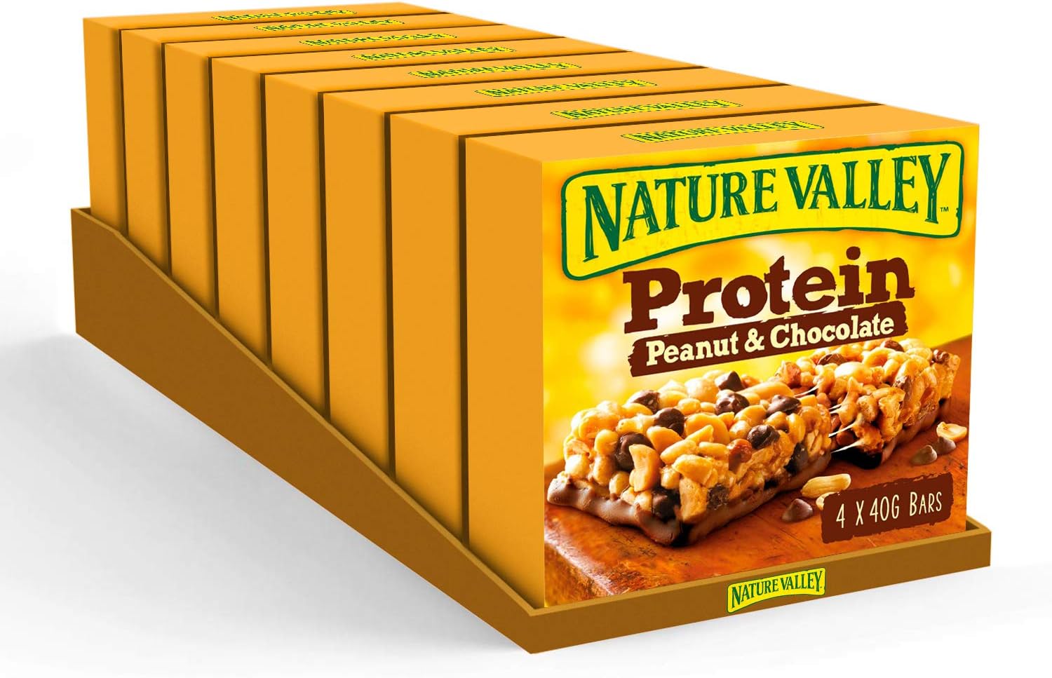 Nature Valley Protein Peanut & Chocolate Gluten Free Cereal Bars 4 x 40g (Pack of 8, total 32 Bars), Packaging May Vary
