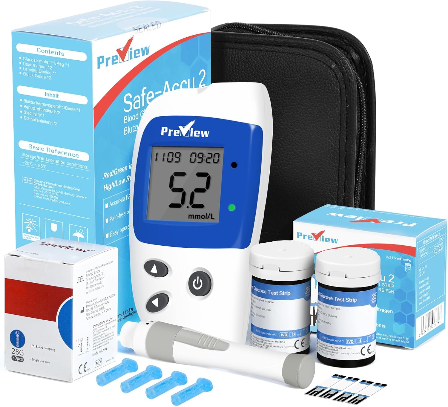 Preview Blood Sugar Monitor with 50 Test Strips and 50 Lancing Devices for Diabetes Accurate Blood Glucose Monitor Accu2
