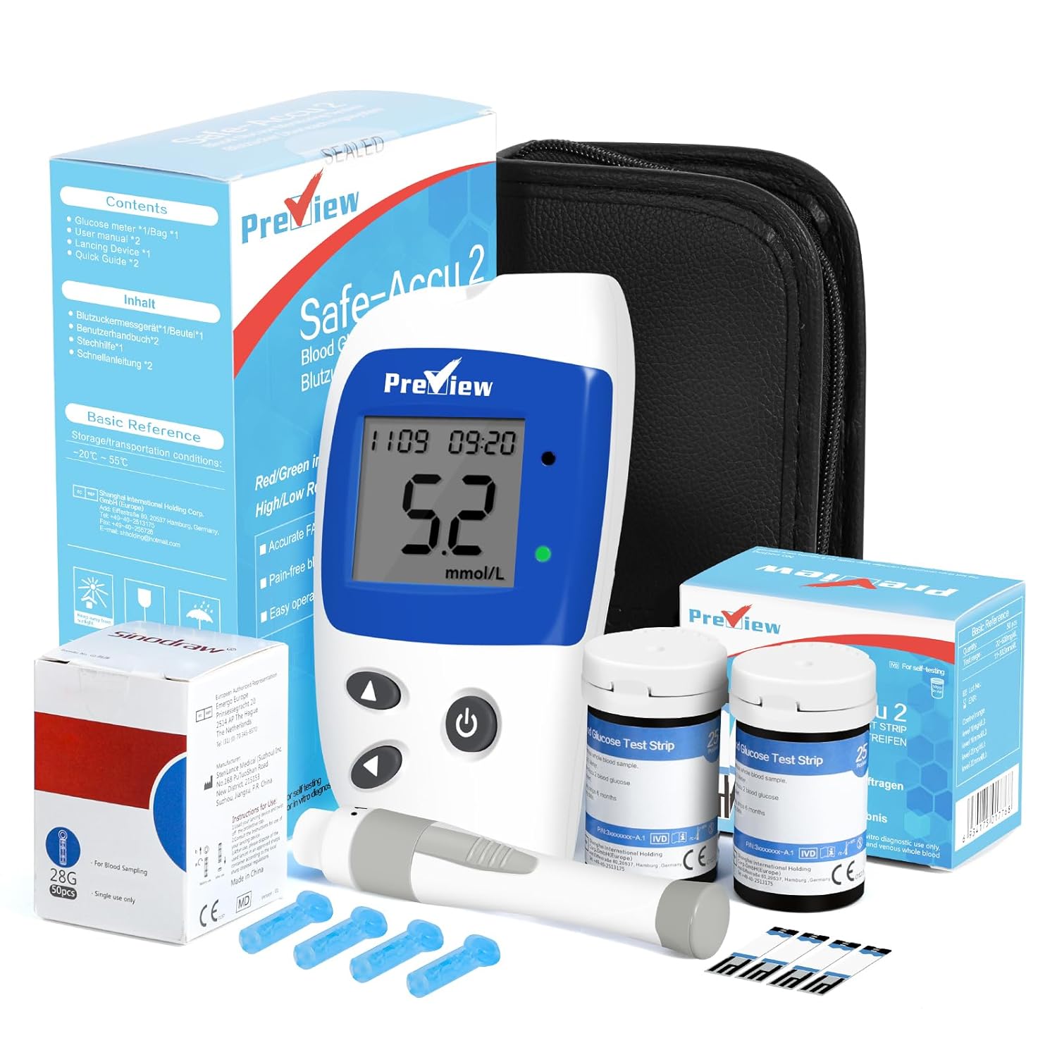 Preview Blood Sugar Monitor Kit with 50 Test Strips & Lancing Devices, Accurate Glucose Monitor for Diabetes Testing at Home