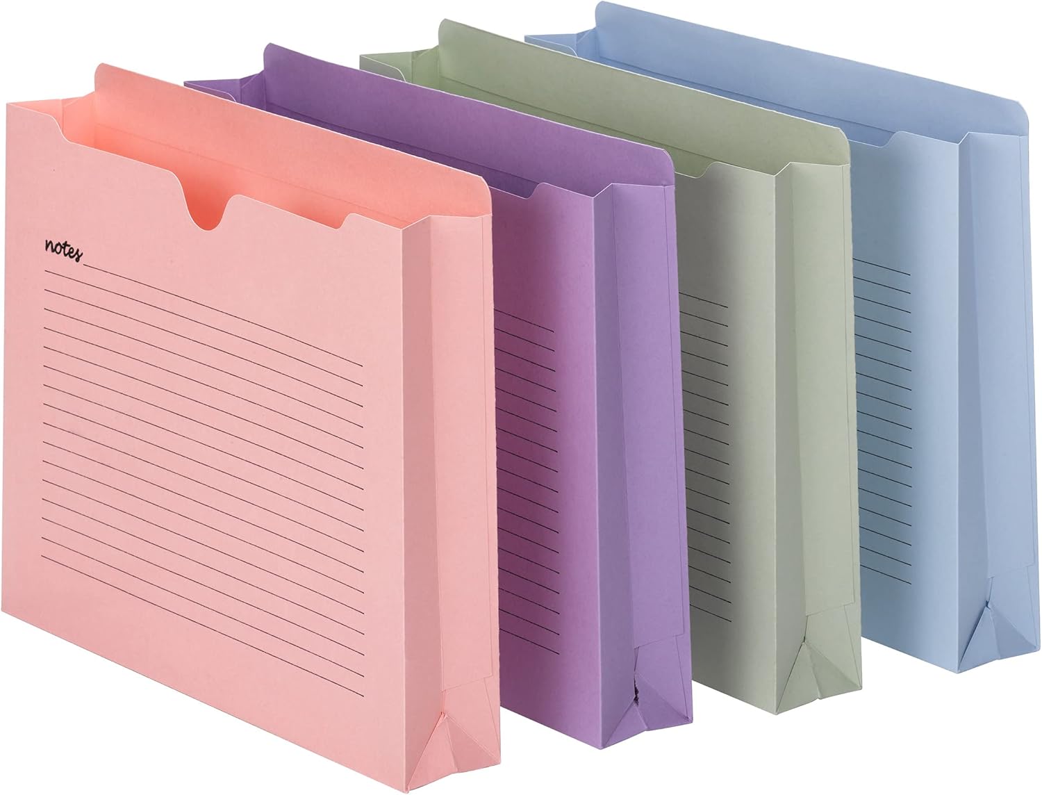 Smead Notes File Jacket, Letter Size, Straight-Cut Tab, 2” Expansion, Assorted Pastel Colors, 12 per Pack (75695)