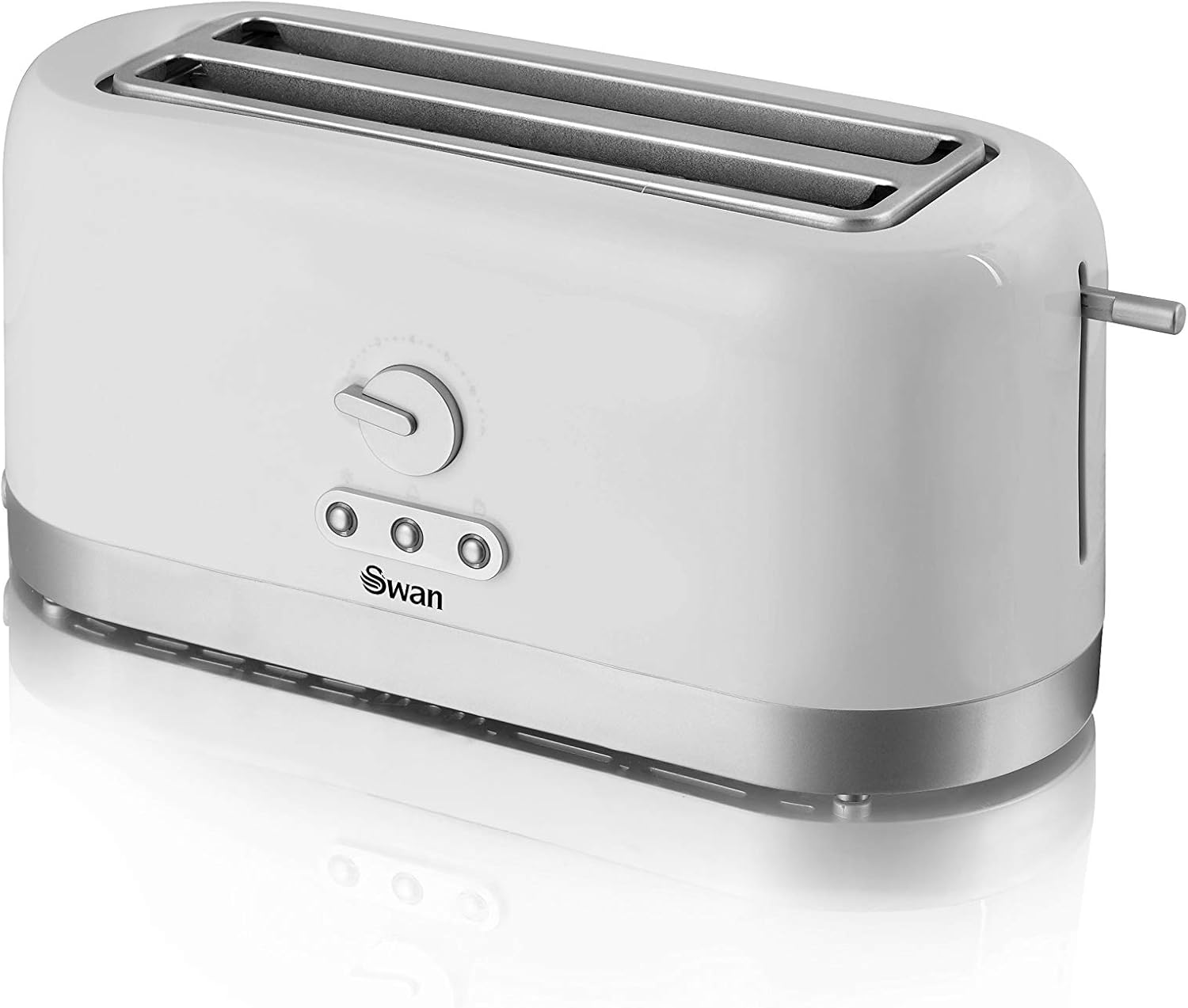 Swan ST10091N 4 Slice Toaster, White, Variable Browning Control and Extra Long Slot, 25mm x 250mm, 1200W, 1400W