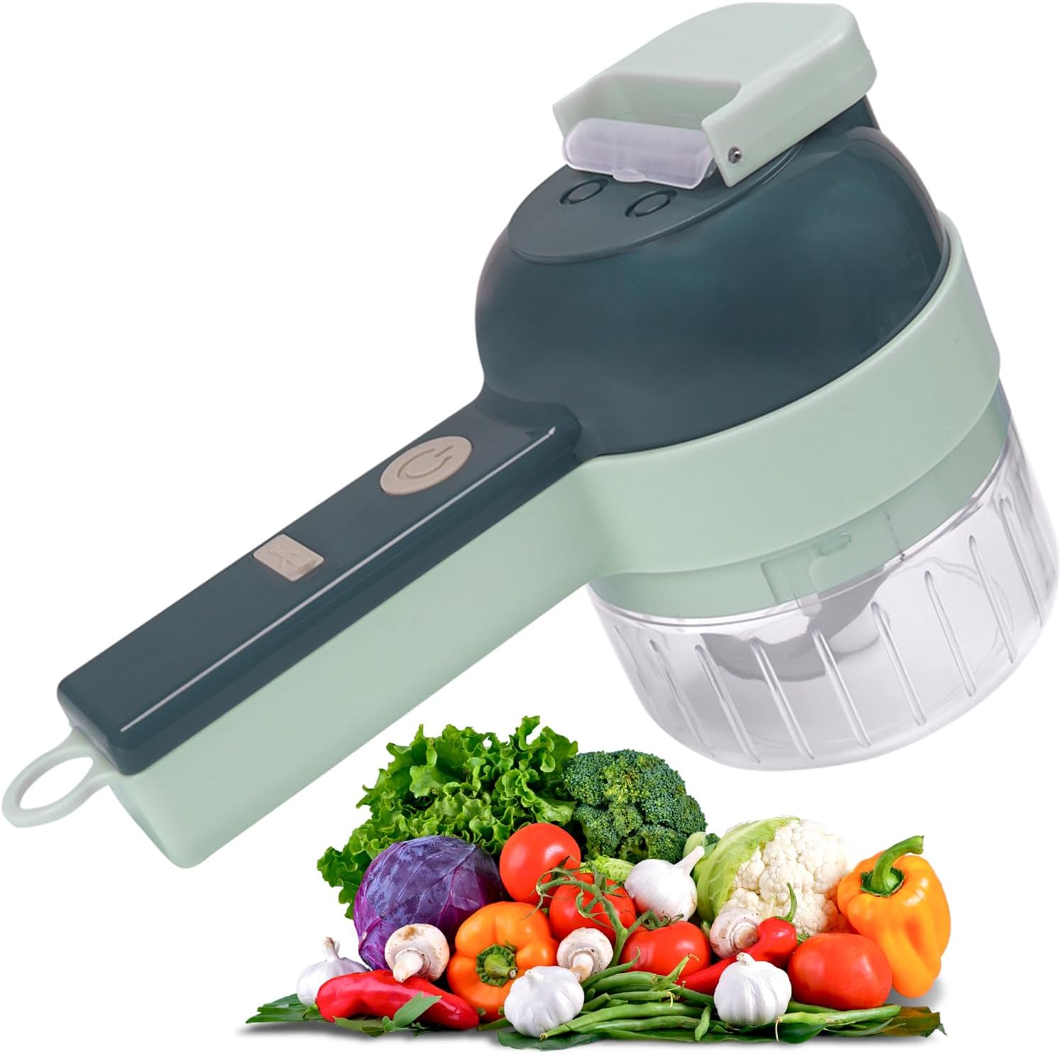 Arigold 1 Speed - 4 in 1 Vegetable Chopper: Cordless Mini Chopper, Food Dicer, garlic mincer - home essentials, kitchen essentials, blenders, kitchen gadgets, Appliances(Grey)