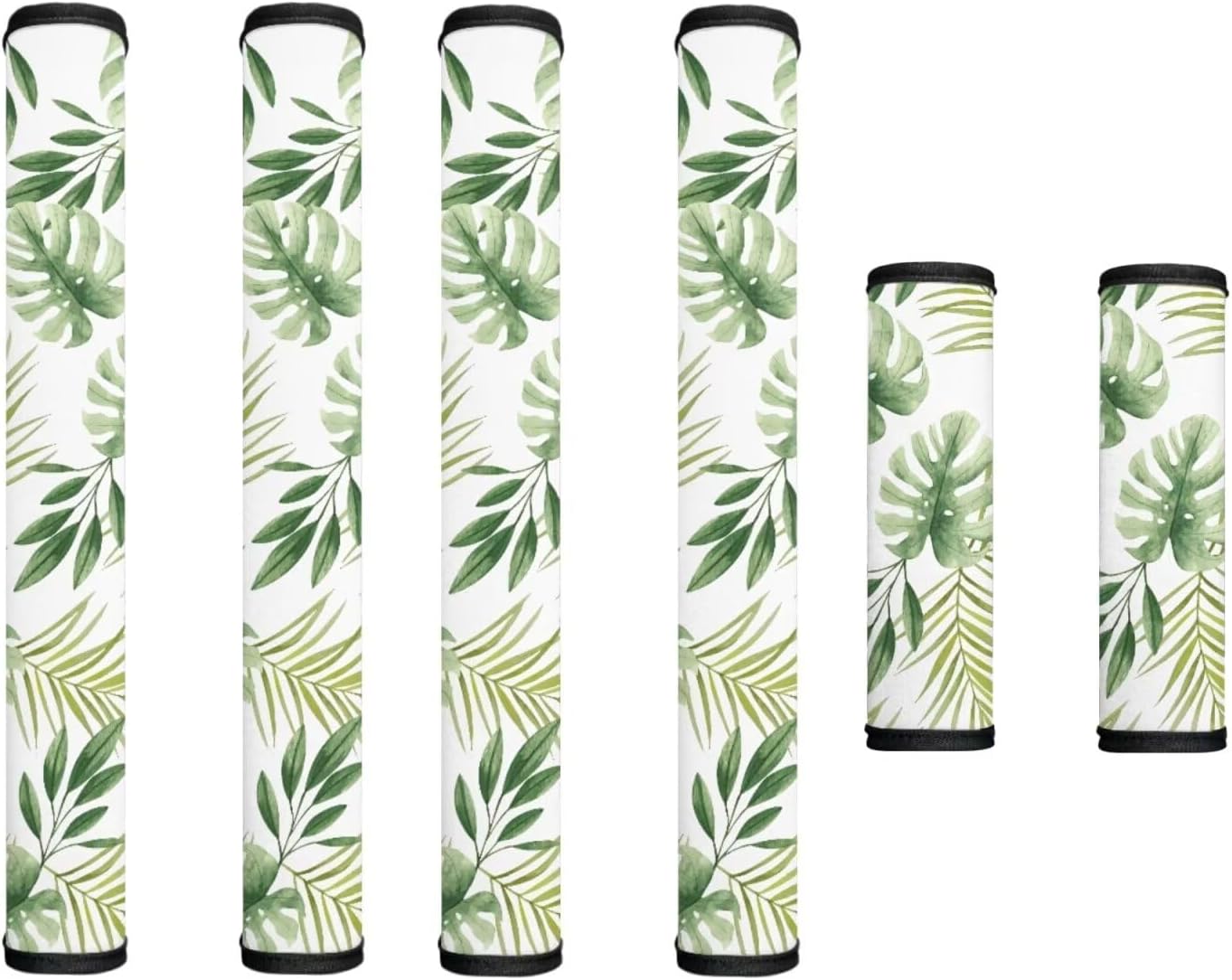 Refrigerator Door Handle Covers Set of 6 Universal Kitchen Appliance Decor Handle Protectors for Fridge, Microwave, Oven, Kitchen Cabinet, Dish Washer, Monstera Leaf Green