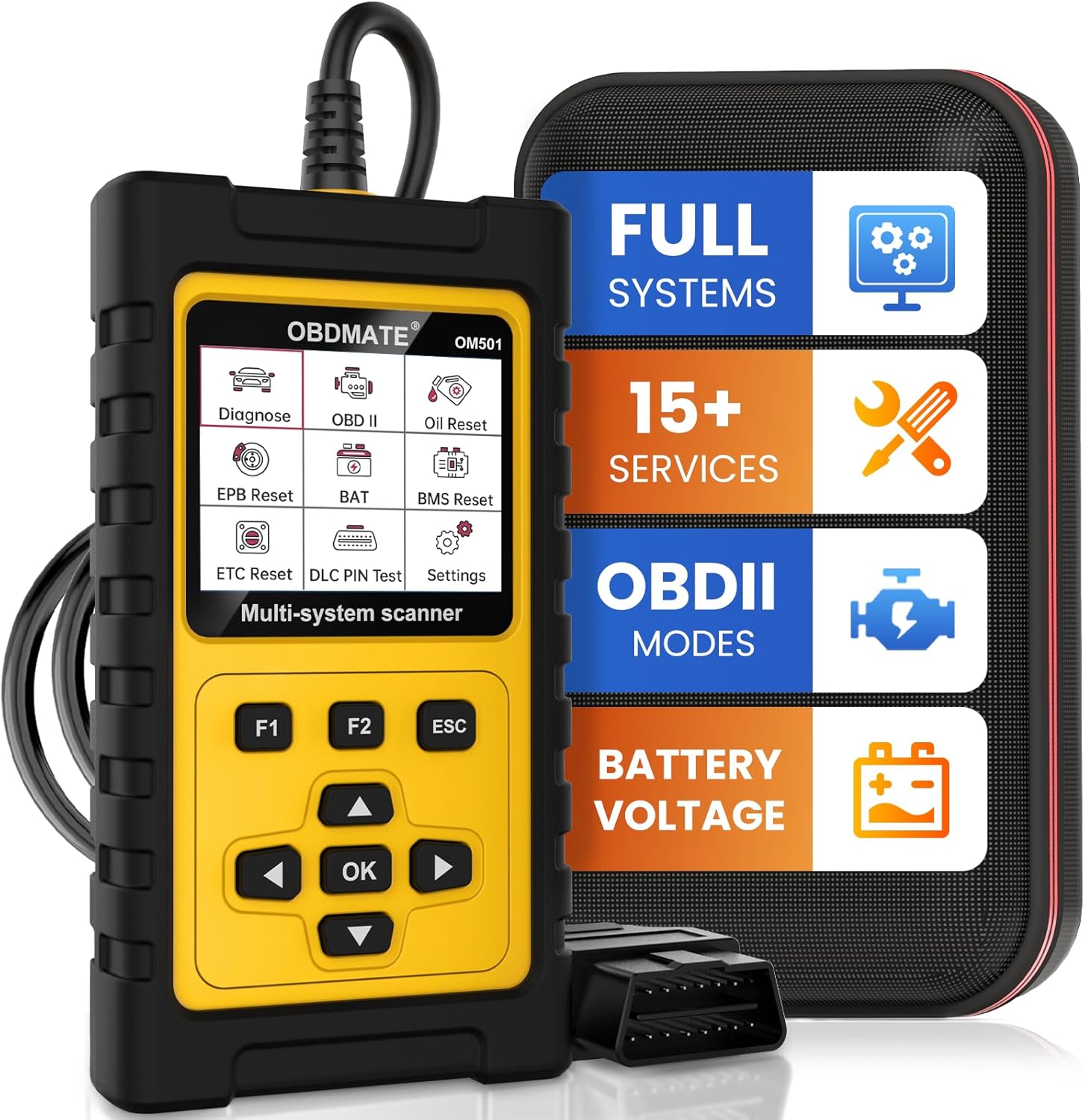 OBD2 Scanner for Honda/Acura, All Systems Diagnostic Tool with 15+ Resets (Oil/TPMS/ETC/EPB/ABS/SAS...), Full OBDII Functions Read&Erase Fault Codes, Free Software Update