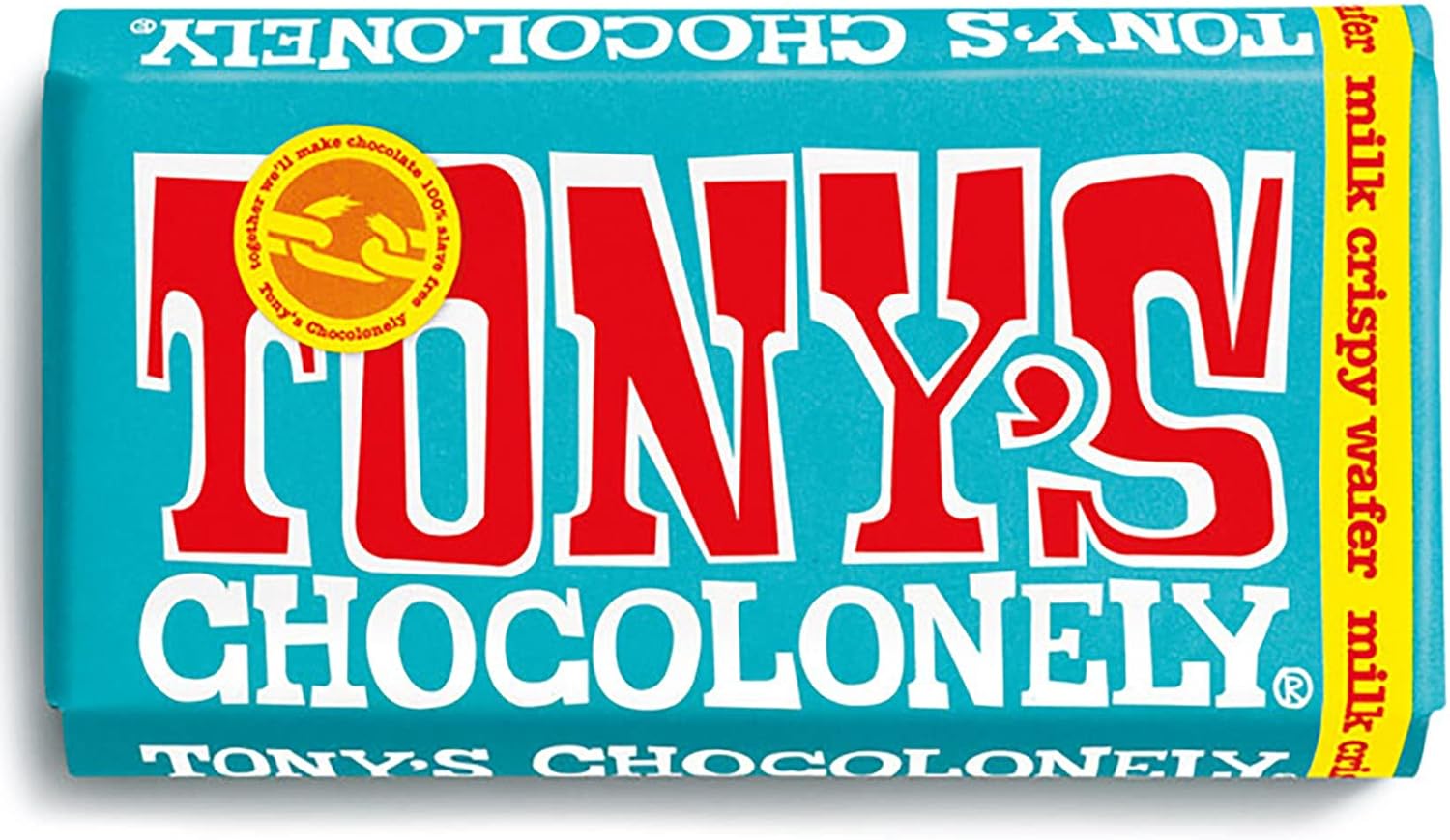 Tony's Chocolonely Milk Crispy Wafer Chocolate Bar - 180g, Milk Chocolate, Gift, Vegetarian - Belgian Fairtrade Chocolate