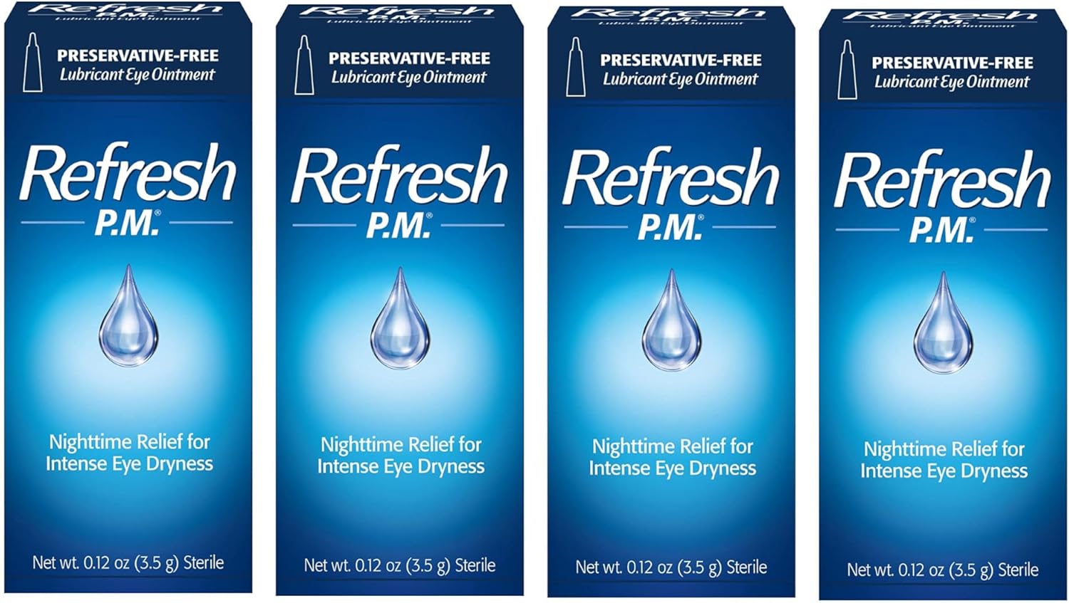 Refresh PM Sensitive Lubricant Eye Ointment - 0.12 oz, Pack of 4