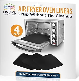 Air Fryer Oven Liners, Pack of 4 - Reusable Heat Resistant Toaster Oven Liner, Compatible with Ninja, Cuisinart, Emeril Lagasse & More, Easy Clean Air Fryer Mat, Toaster Oven Accessories, 12"x12"