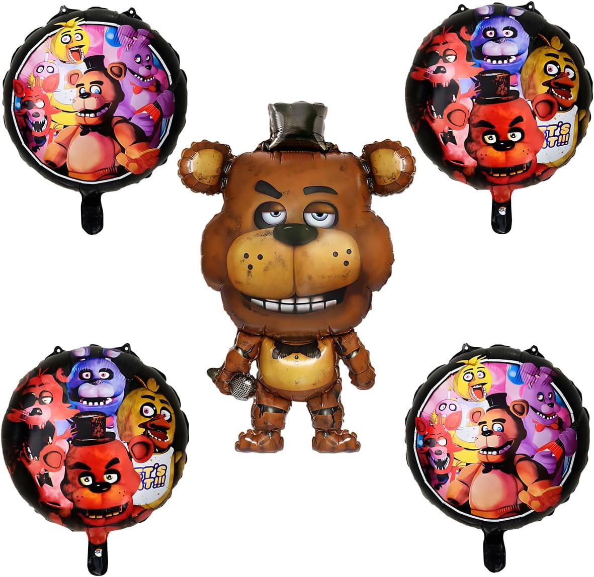 GeRRiT 5pc Birthday Party Foil Balloons For Five Nights at Freddy's Party Decorate Supplies For Five Nights at Freddy's