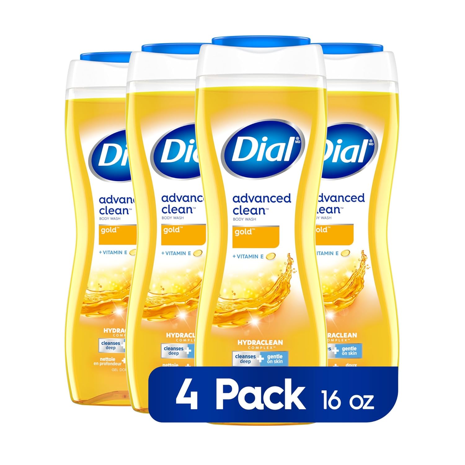 Dial Advanced Clean Gold Body Wash, 16 fl oz (Pack of 4)