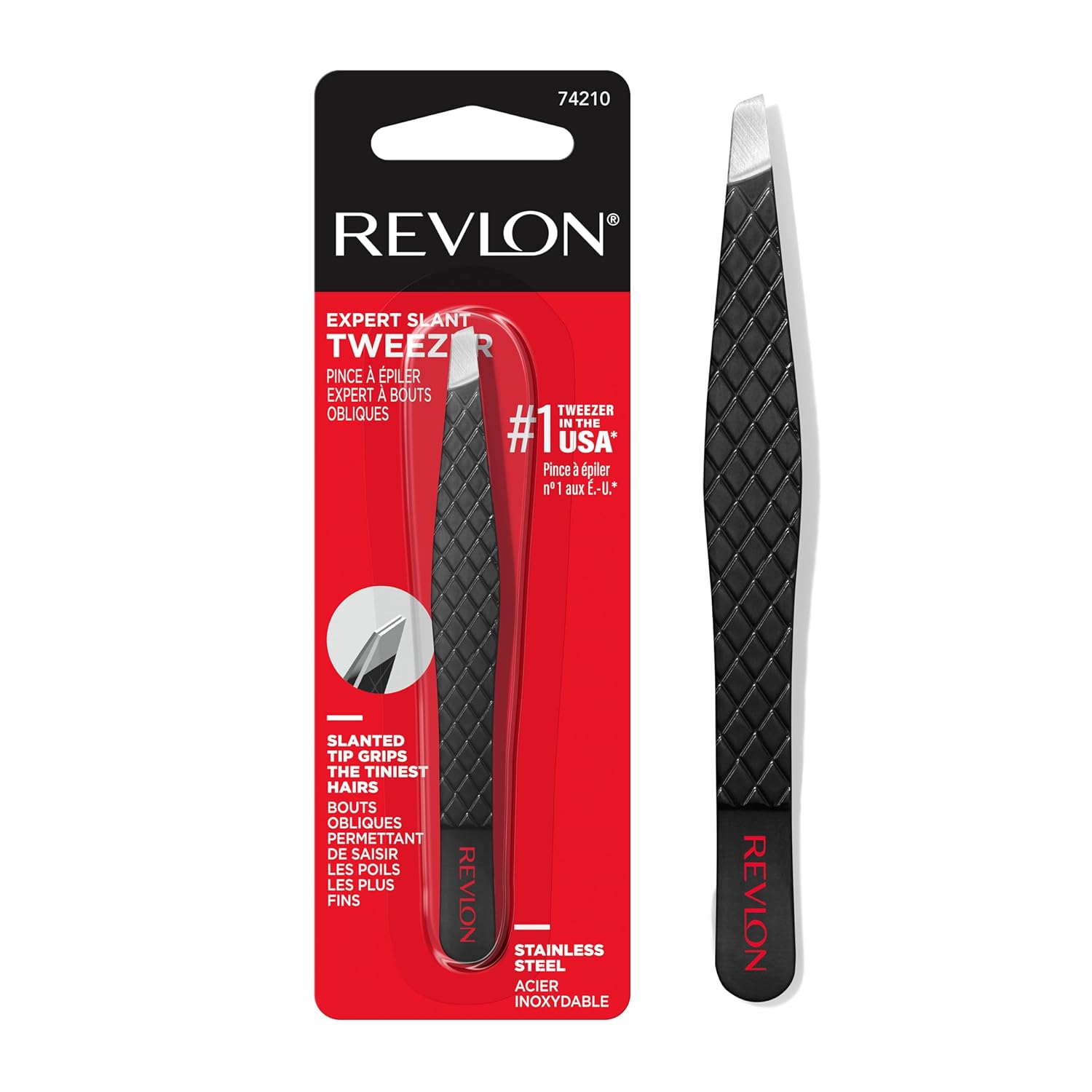 Revlon Expert Slant Tweezer, High Precision For Easy Hair Removal, Made With Stainless Steel, 1 Count