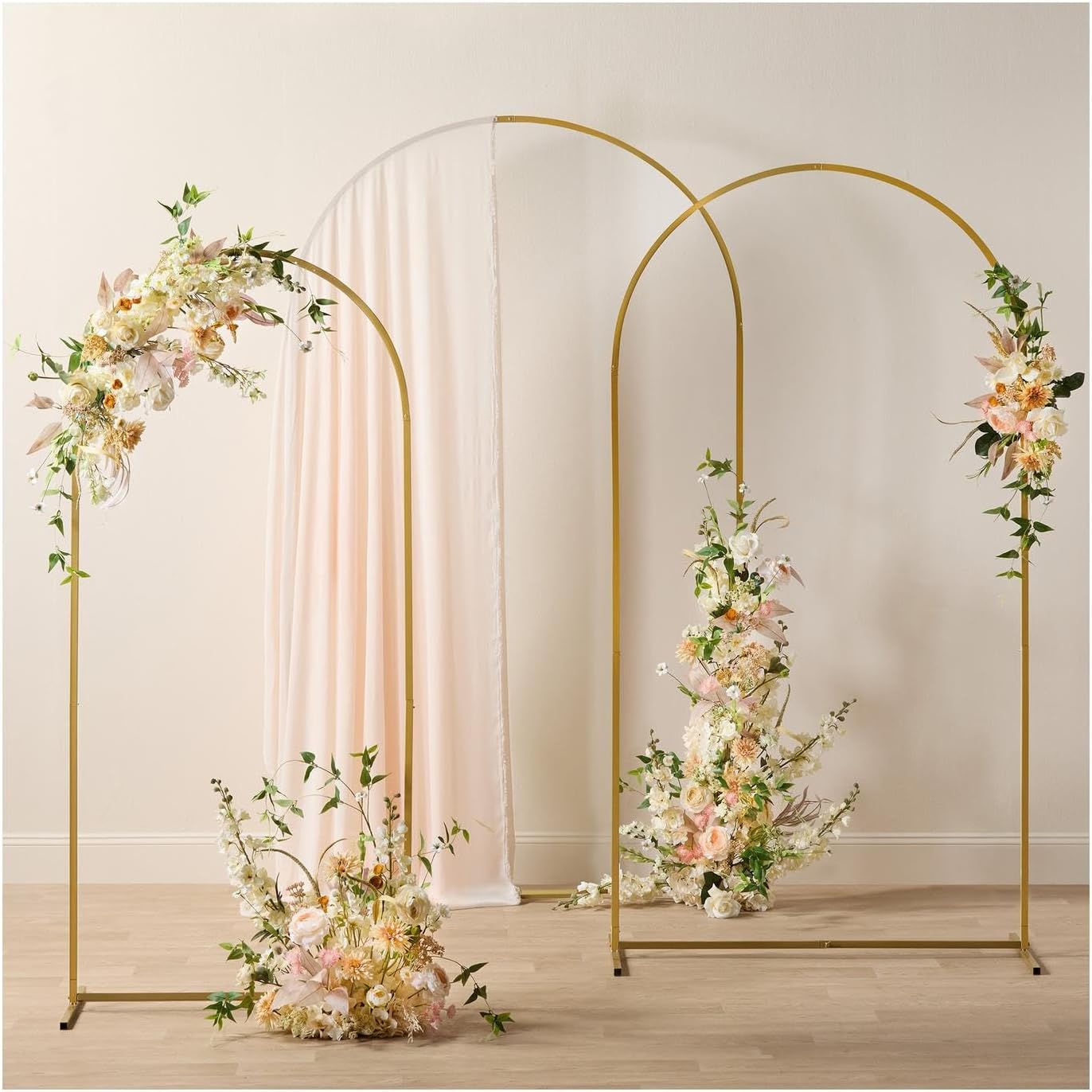 Hobby Lobby Wedding Arch Backdrop Set of 3, Gold Metal Arches, 5.8-7.2 Feet Tall, for Ceremony Reception Party Decor, Baby Shower Party Backdrop