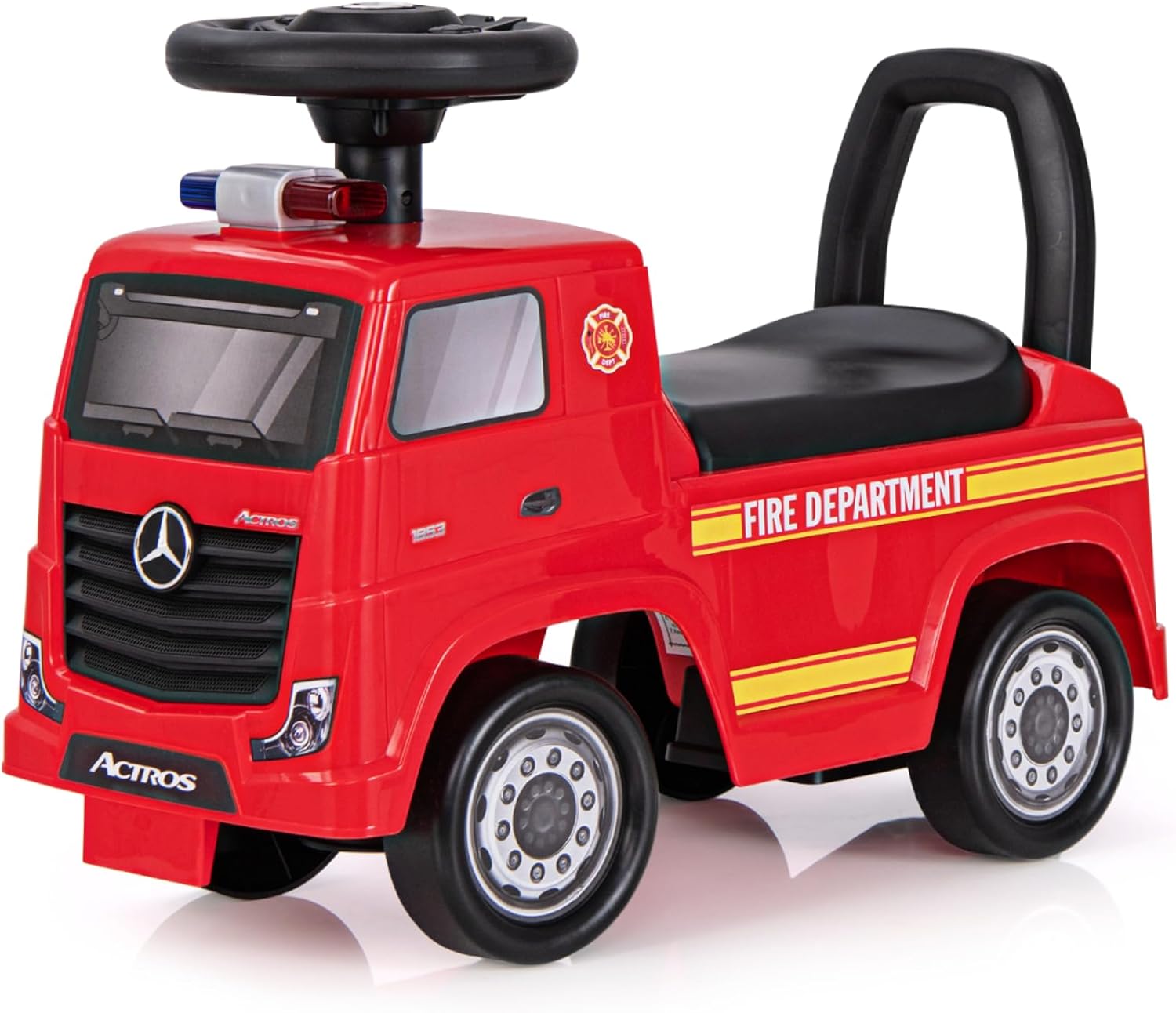 GYMAX Toddlers Ride On Car, Licensed Mercedes Benz Push Along Car with Under Seat Storage, Music, Lights & Horn, Kids Sit On Fire Truck for Indoor Outdoor