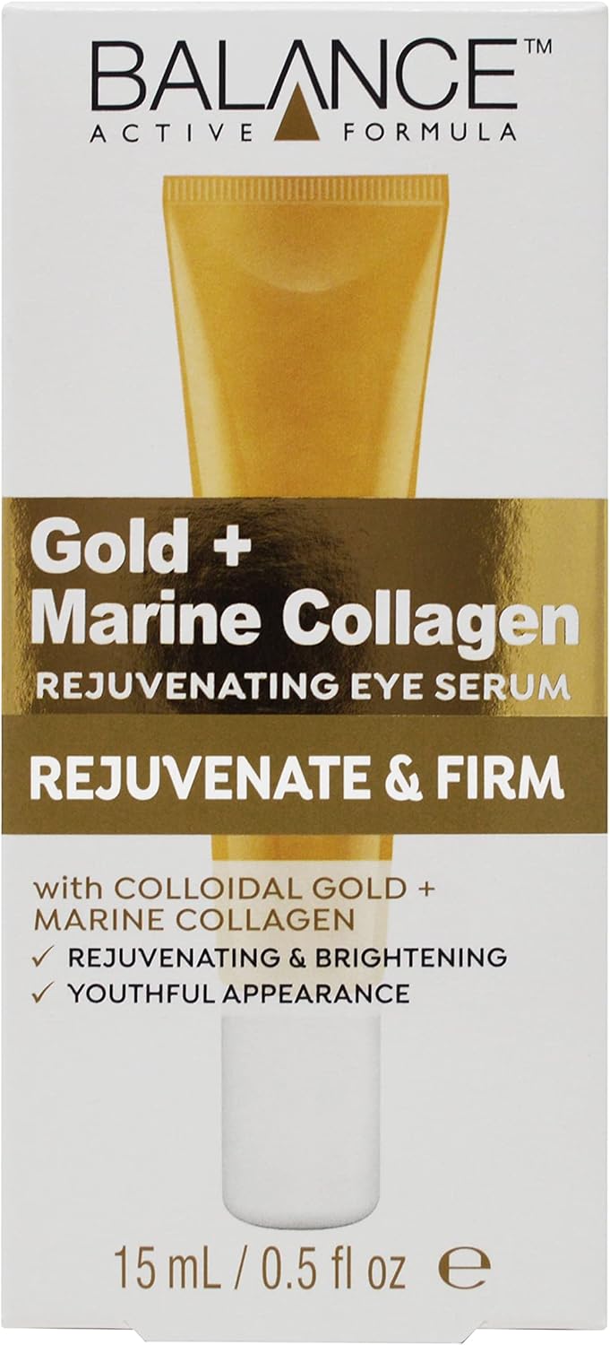 Balance Active Formula Gold and Marine Collagen Rejuvenating Eye Serum (15 ml) - Absorbs Fast and Pleasantly Refreshes the Skin to Reduce the Appearance of Fine Lines and Wrinkles