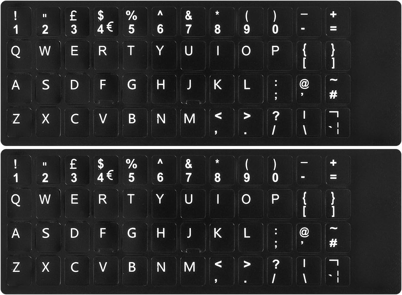 CaseBuy 2PCS English Keyboard Stickers for UK-English, White Font on Black Background, Matte British Keyboard Alphabet Sticker for Laptop Desktop Computer