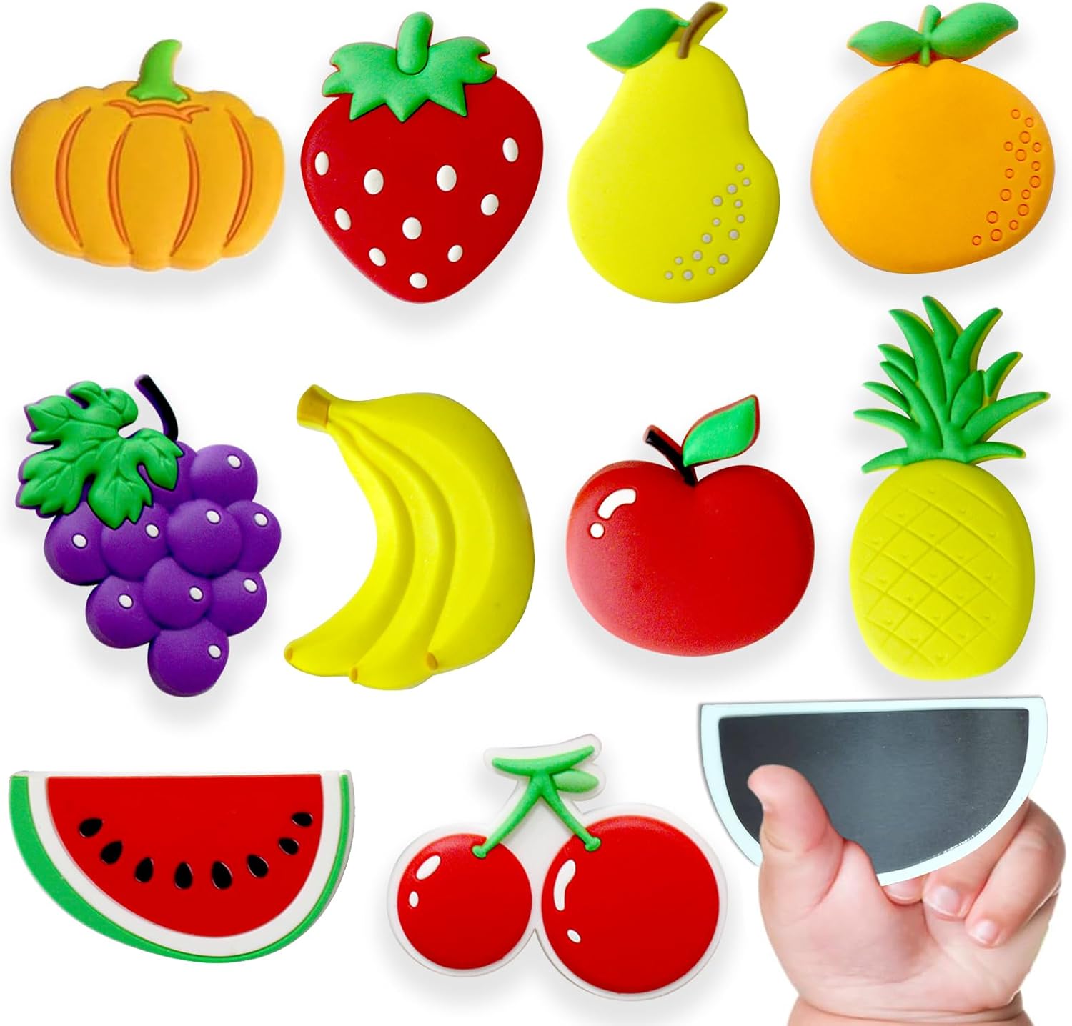Refrigerator Magnets for Toddlers, Cute Fruit Fridge Magnets for Kids Large Size Toddler Magnets for Refrigerator Full Back Magnets for Babies Ages 3＋Gift