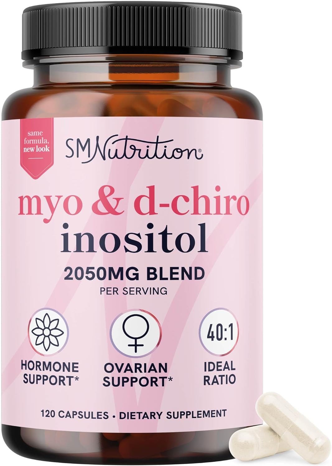 Myo-Inositol & D-Chiro Inositol for Hormone Balance for Women | Ovarian Health & Menstrual Cycle Support | Ideal 40:1 Ratio, Myoinositol 2000mg & D Chiro 50mg | Ovarian Support Vitamins | 120 Ct.