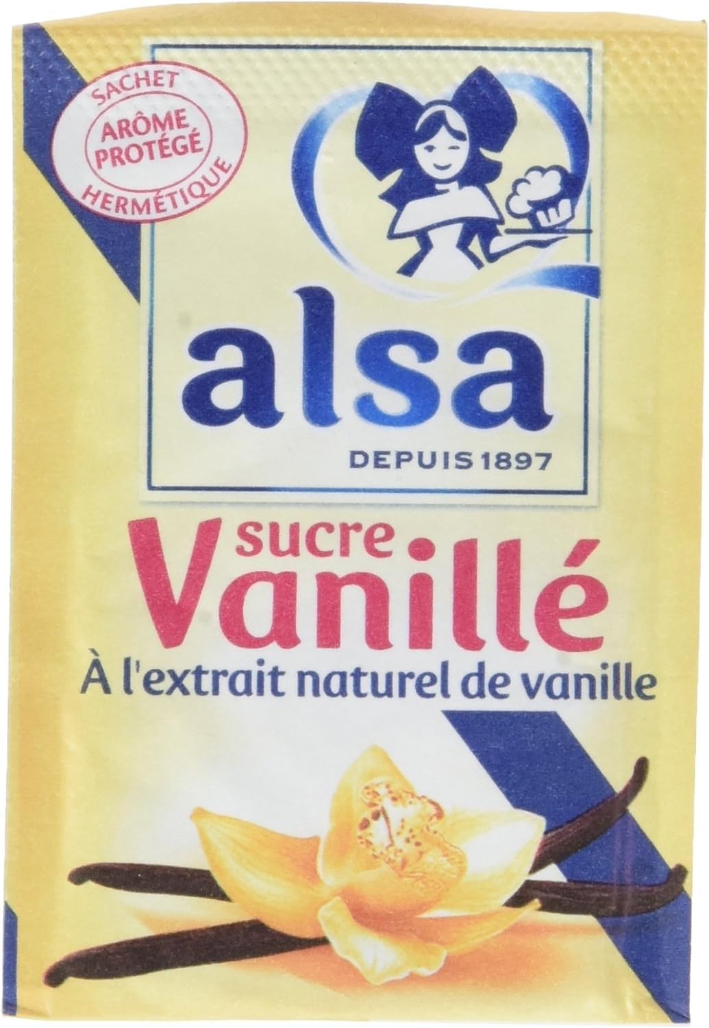 Alsa Vanilla Flavored Sugar with Natural Vanilla Extract - 12 x 7.5 g pack