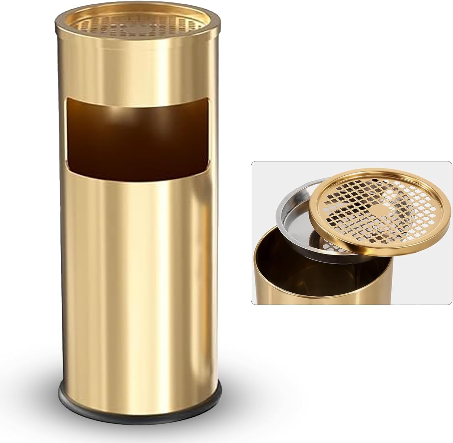 CVS Gold Standing Ashtray Cigarette Bin Outdoor Stainless Steel 250mm x 610mm, 25 x 61cm