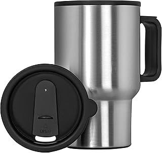 Maxam Stainless Steel Travel Mug with Tapered Bottom to Fit Most Cup Holders, 14 Ounce