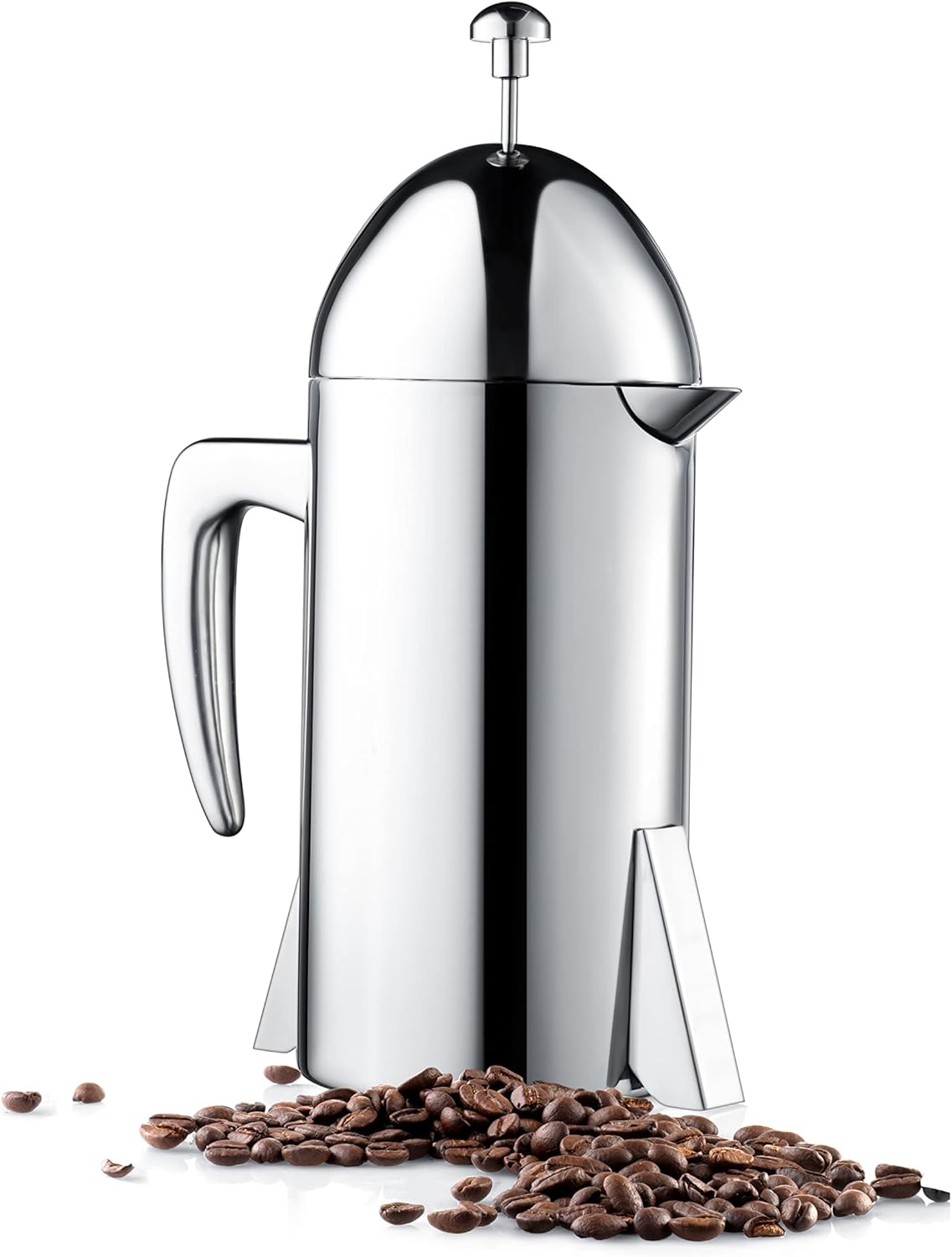 Francois et Mimi Custom-Style Double Wall French Coffee Press, 34-Ounce, Stainless Steel (Retro)