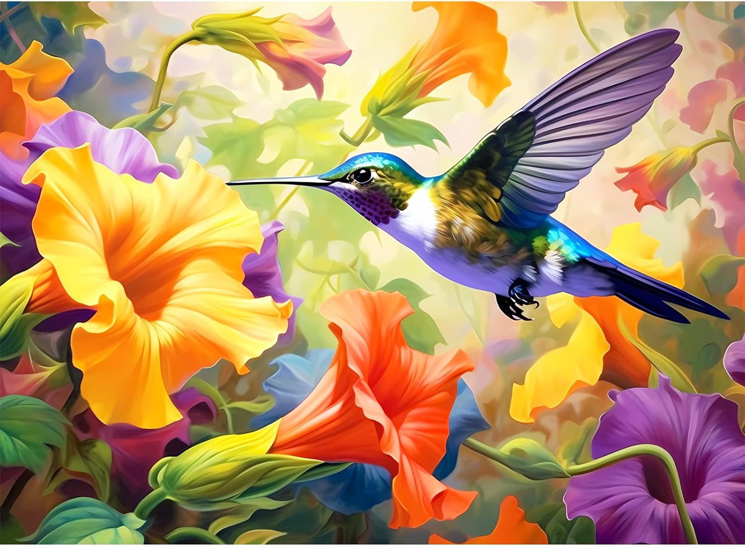 500 Piece Puzzle for Adults, Jigsaw Puzzles,Flower Hummingbird Jigsaw Puzzles 500 Pieces Birthday Party for Family Kids and Adults Funny Puzzle