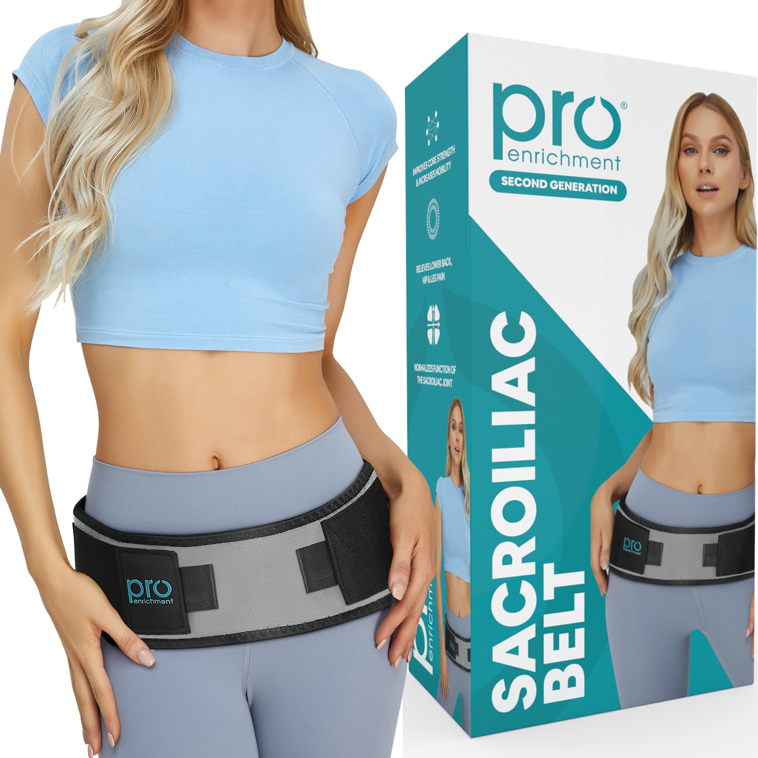 Sacroiliac SI Hip Belt – Sciatica Pain Relief Brace. SI Joint Belt for Woman and Men. The Gold Standard for Supporting Pelvis, Hips, Back, and Lower Back Pain (Regular)