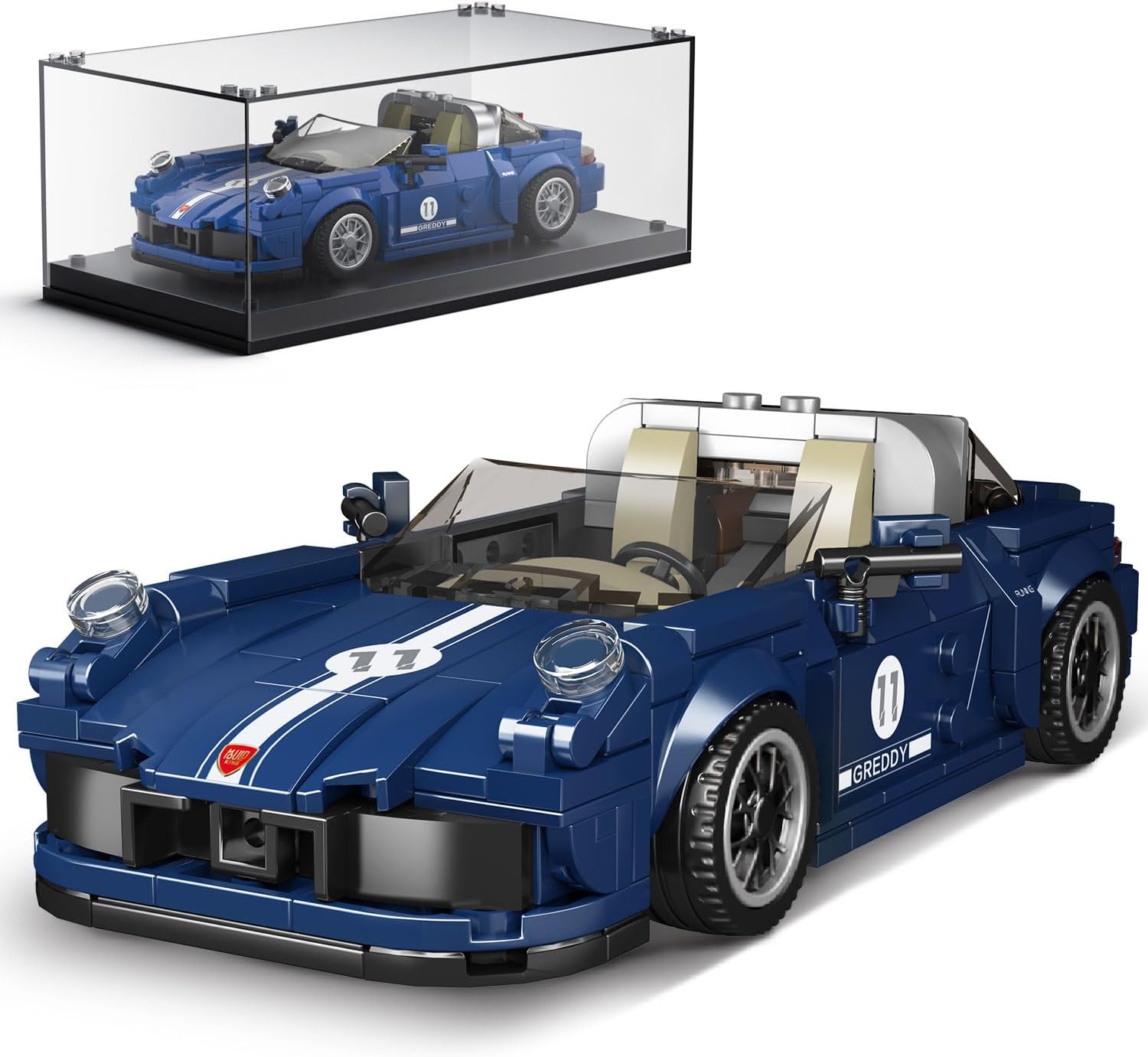 Mould King 27040 Speed Champion Cars Building Toys 911 Buildable Racing Building Cars Collectible Super Car Model Set with Acrylic Display Case Gifts for Kids Adults(366 PCS)