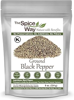 The Spice Way Ground Black Pepper - 8 oz Fine Ground Pepper - Black Pepper Powder used for Steak, Eggs, Chicken and More - Black Pepper Ground for Cooking- Fine Ground Black Pepper Pantry Staple