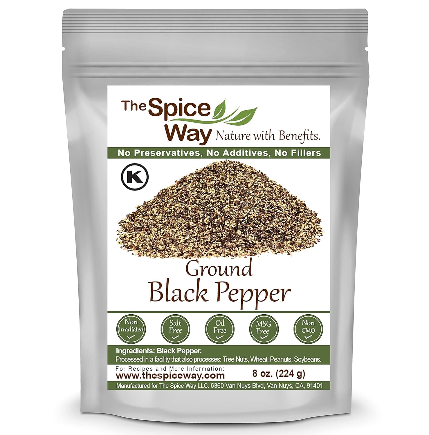 The Spice Way Ground Black Pepper - 8 oz Fine Ground Pepper - Black Pepper Powder used for Steak, Eggs, Chicken and More - Black Pepper Ground for Cooking- Fine Ground Black Pepper Pantry Staple