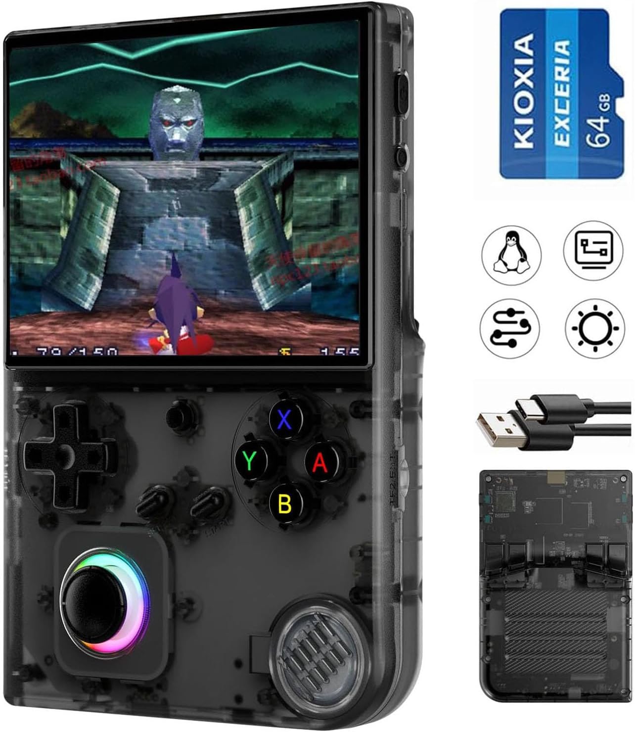 RG40XXV Handheld Game Console RG 40XXV 4.0'' IPS Screen with 64G TF Card Pre-Installed 5223 Games Supports 5G WiFi 4.2 Bluetooth Online Fighting,Streaming and HD Retro Emulator RG40XX