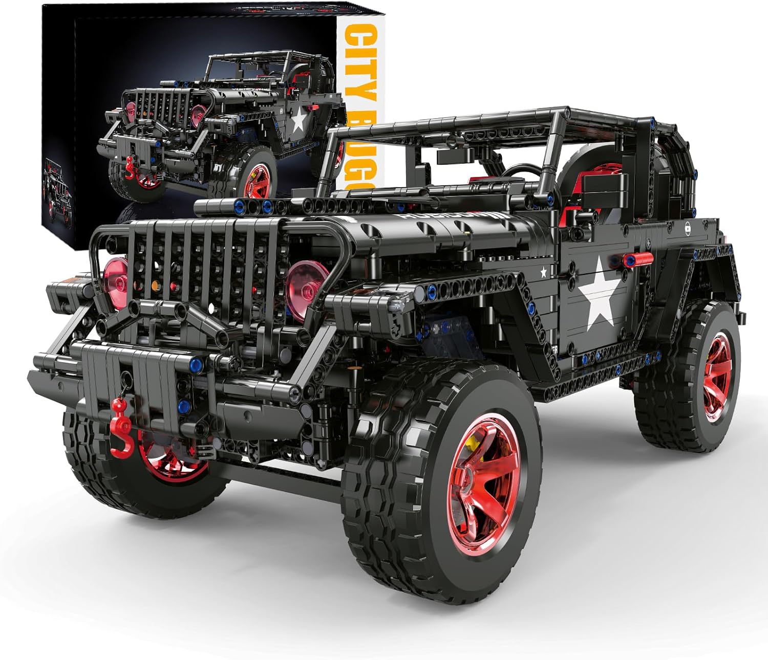 MOCBROPCS Off-Road SUV Wrangler Black Warrior Building Car, 1:8 Scale Pickup Truck Car, Challenge Building Set Blocks Toys, Gift for Technical Enthusiasts Adults & Teens Boys Age 14+ (2272PCS)