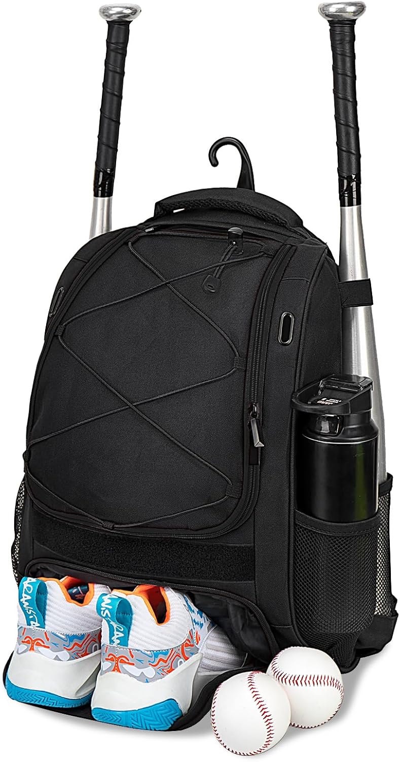 Youth Baseball Bag - Bat Backpack for Baseball, T-Ball & Softball Equipment & Gear, Bat & Glove Holder Gift
