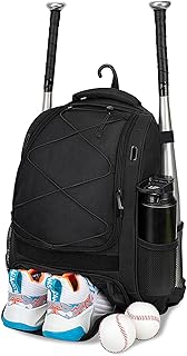 Youth Baseball Bag - Bat Backpack for Baseball, T-Ball & Softball Equipment & Gear, Bat & Glove Holder Gift