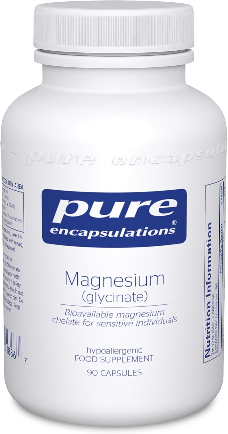 Pure Encapsulations - Magnesium (Glycinate) 120mg - Bioavailable Magnesium Chelate Tiredness and Fatigue Supplement - 90 Capsules