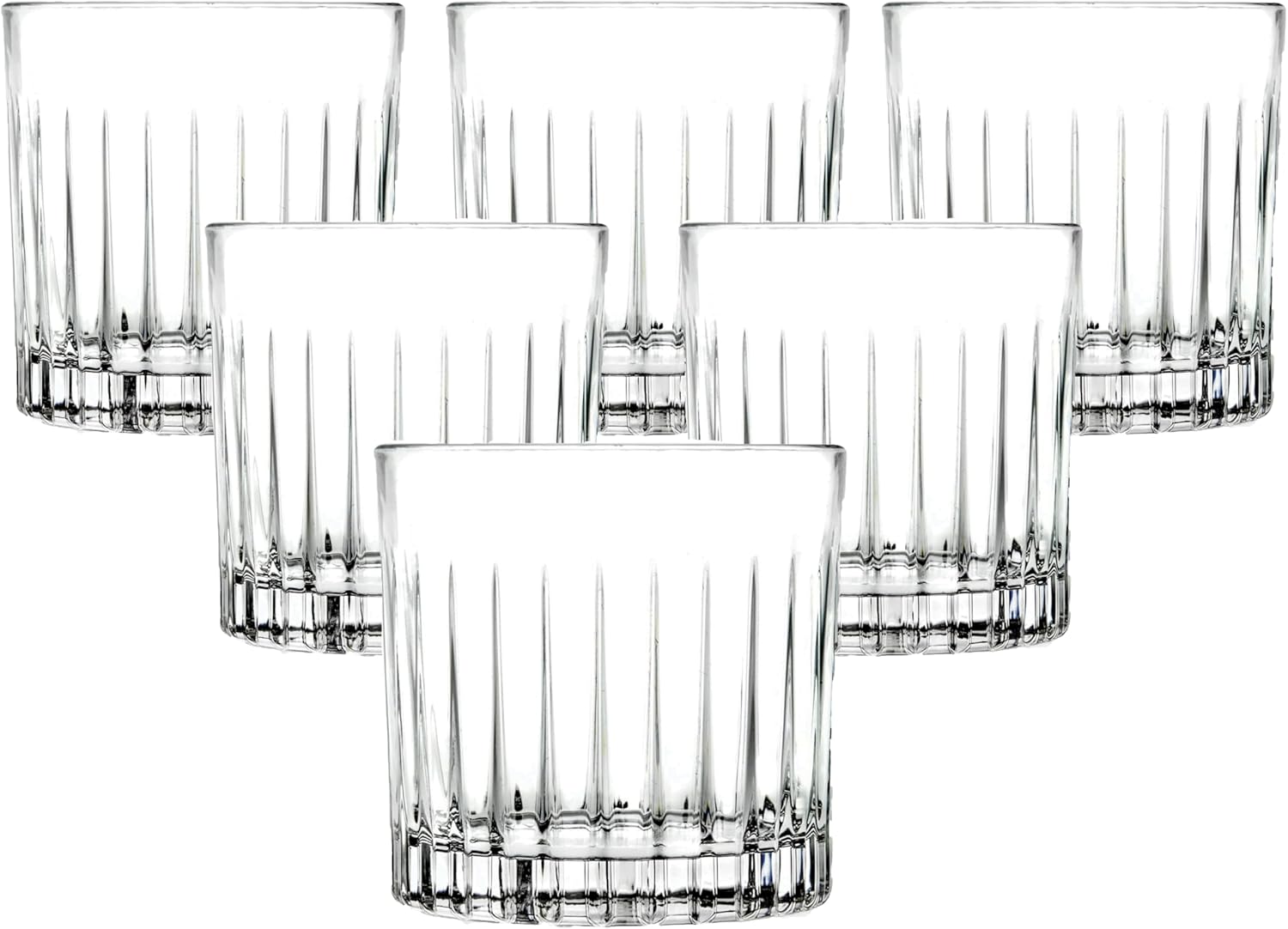 Lorren Home Trends Timeless DOF Double Old Fashion Set of 6, 12 oz, Clear