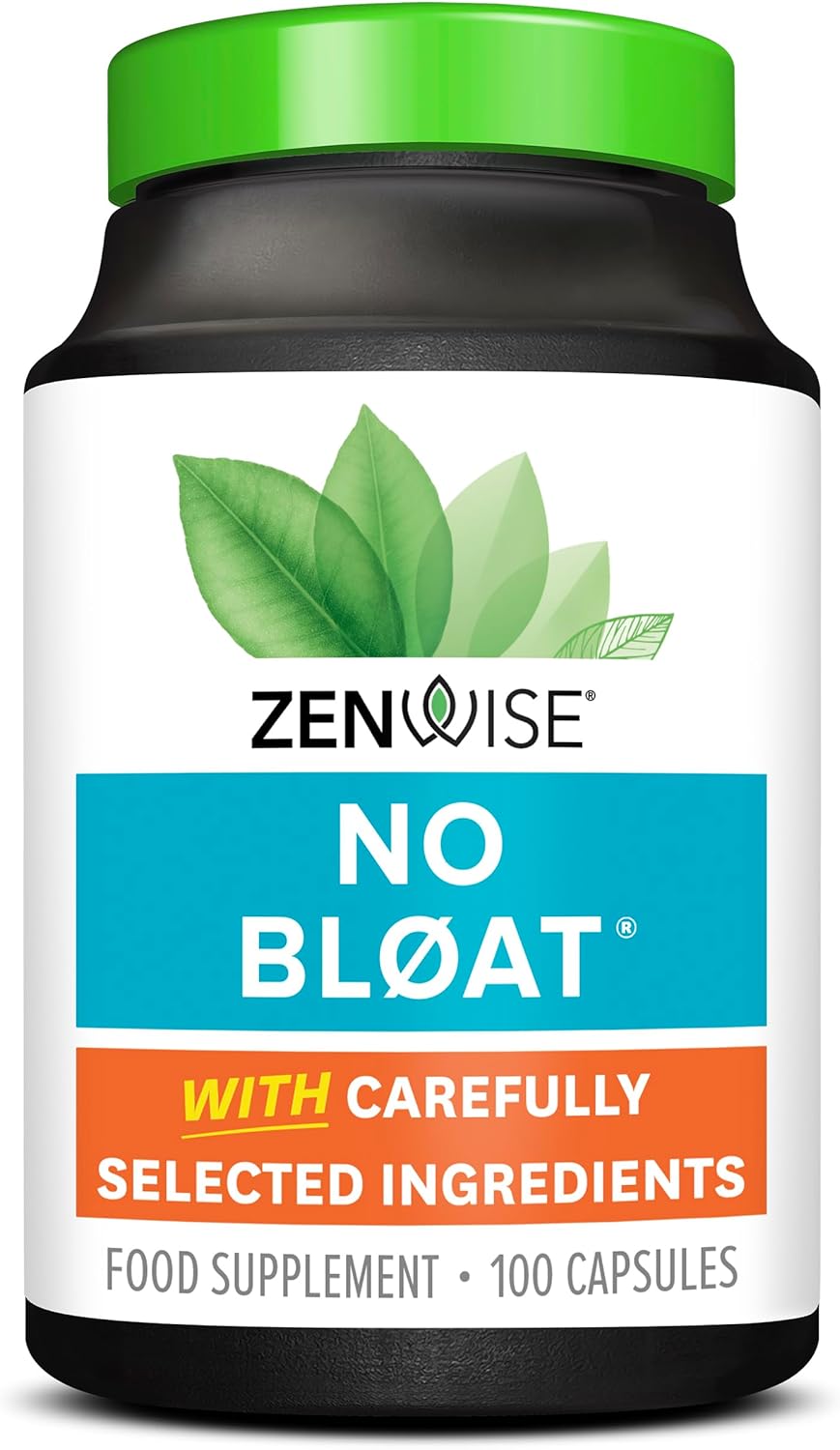 Zenwise No Bloat - Probiotics, Digestive Enzymes for Bloating and Gas Relief - Ginger, Dandelion, and Lactase to Improve Digestion (100 Count)