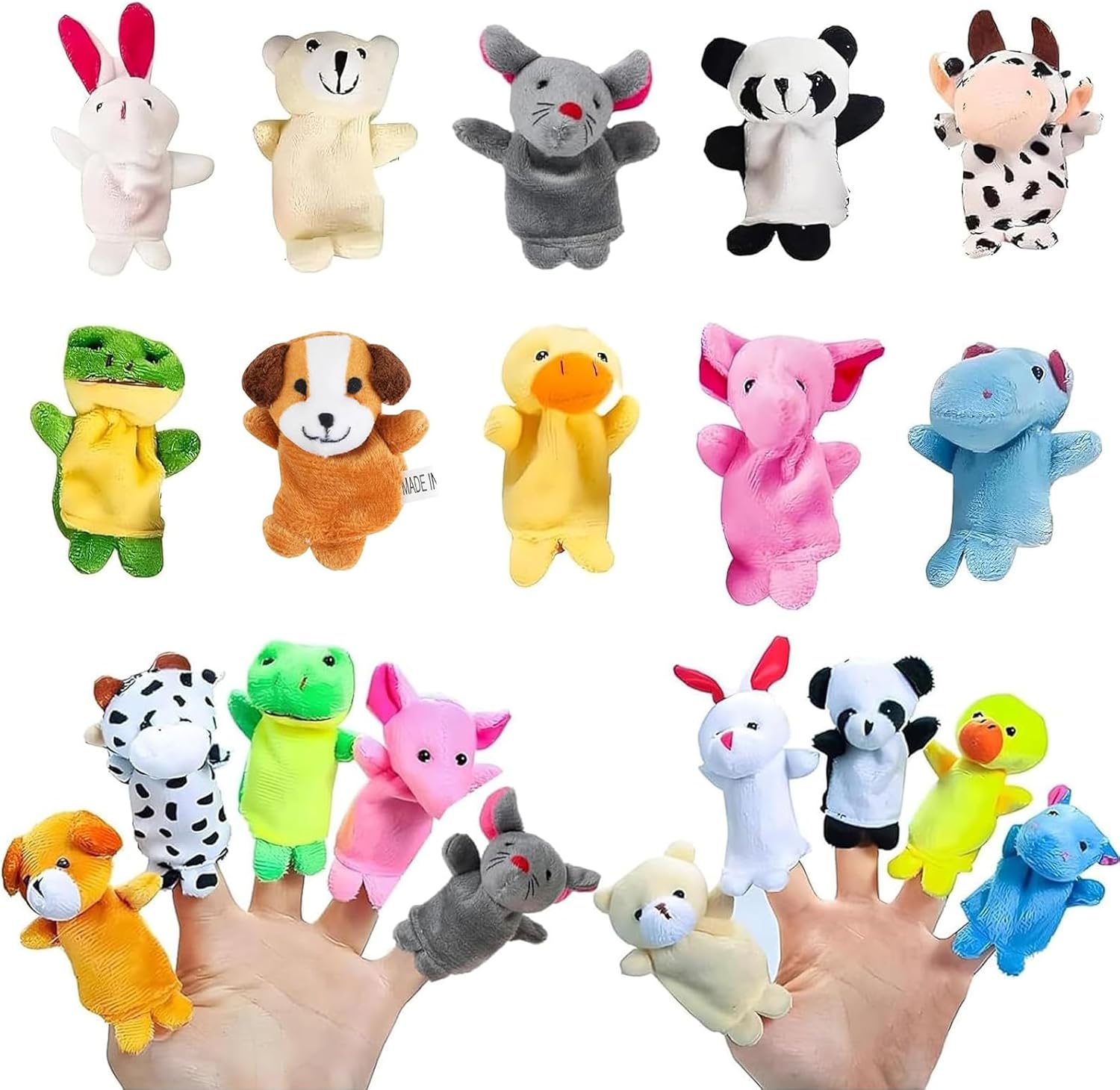 10 Pcs Finger Puppets for Toddlers and Babies - Mini Cartoon Cute Plush Nursery Rhyme Puppets Assortment for Boys & Girls - Schools, Shows, Playtime